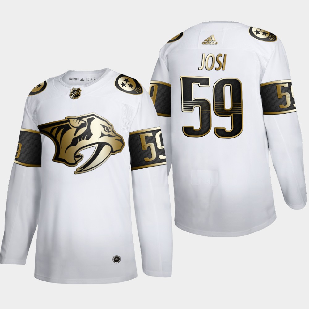 Cheap Nashville Predators 59 Roman Josi Men Adidas White Golden Edition Limited Stitched NHL Jersey
